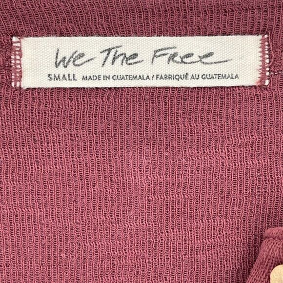 We The Free Back At It Henley Top Long Sleeves Oversized Slouchy Burgundy Small - Picture 6 of 12
